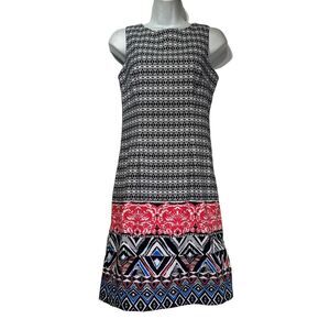 MARIO SERRANI Italy Geometric Multicolor Zip Sleeveless Sheath Dress Size 2